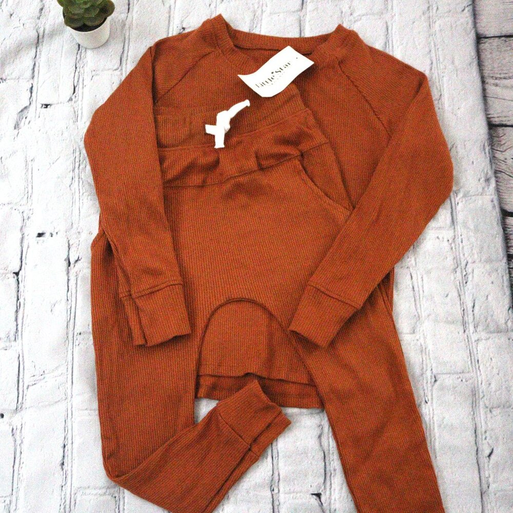 Brand New! 2-Piece Organic Long Sleeve Lounge Set (Rust Orange)